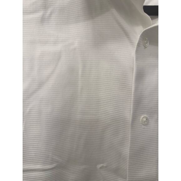 David Donahue Trim Fit White Spread Collar Long Sleeve Cotton Dress Sz 18 - Picture 5 of 8